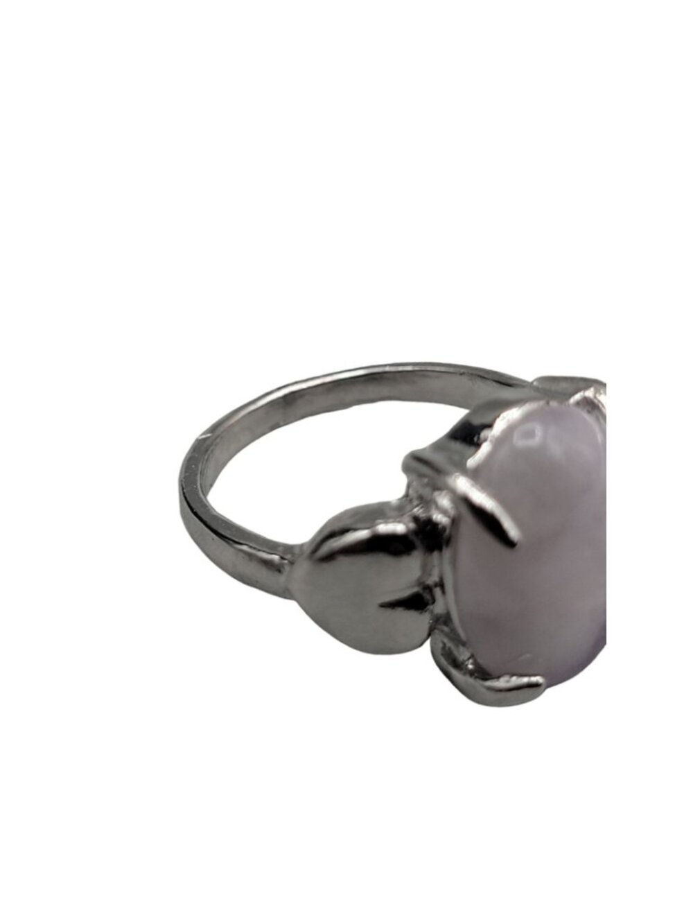 Purple Moonstone Ring Silver Plated Ladies Size 5.5 Heart Side Accents Vintage - Picture 11 of 16